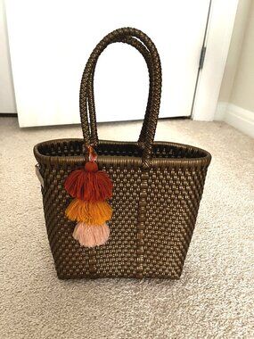 Squeeze De Citron Bronze Woven Mini Top Handle Tote